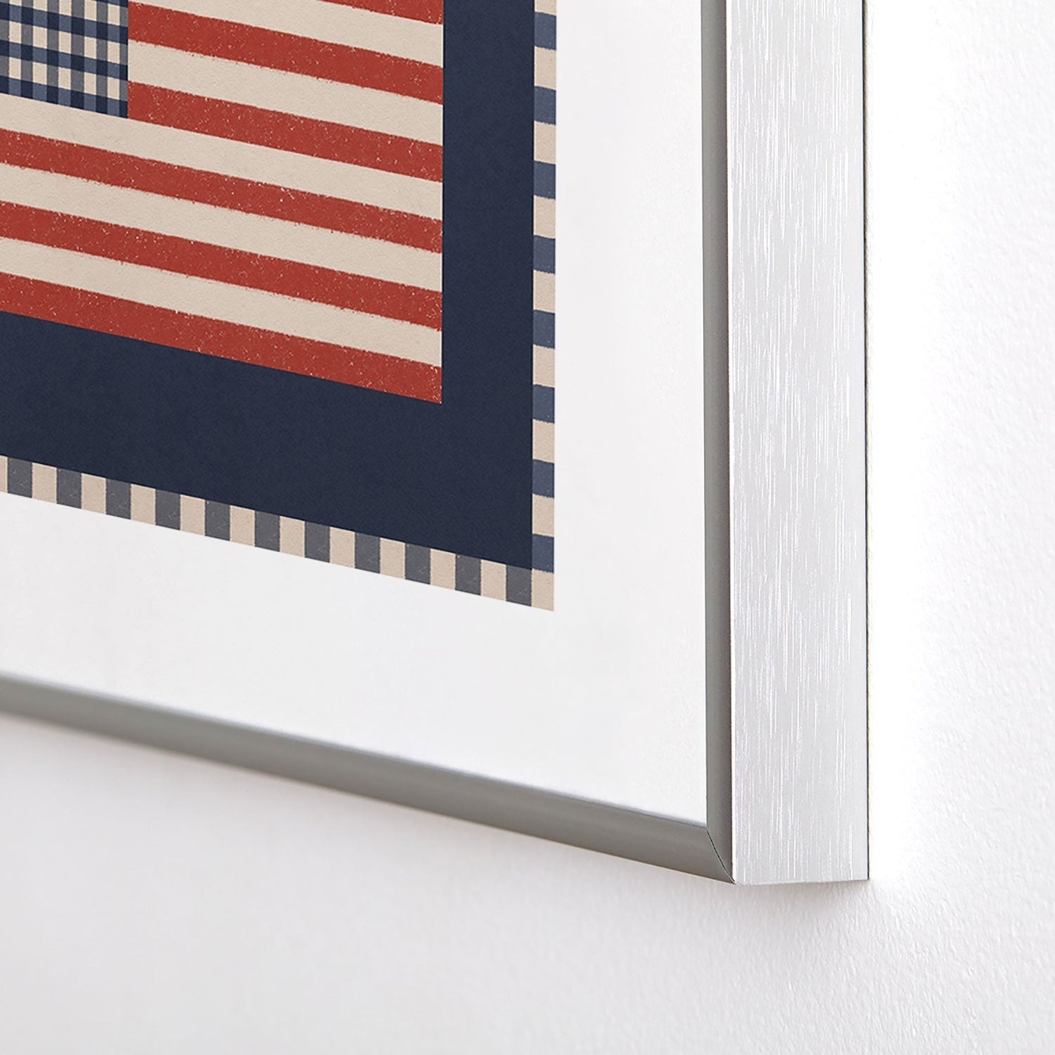 DENY Designs Gingham Flag Metal Framed Art Print