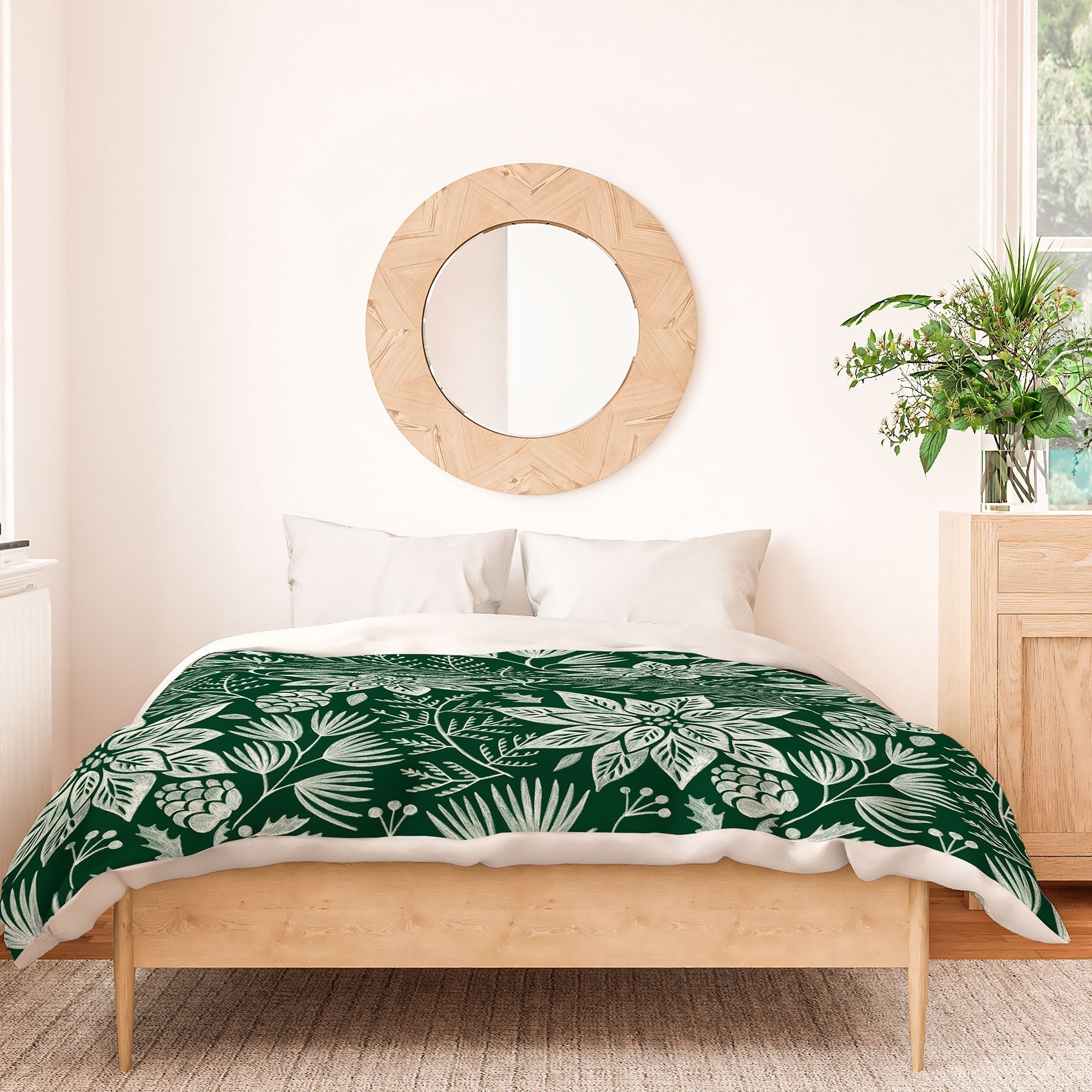 Pimlada Phuapradit Christmas Poinsettia Duvet Cover