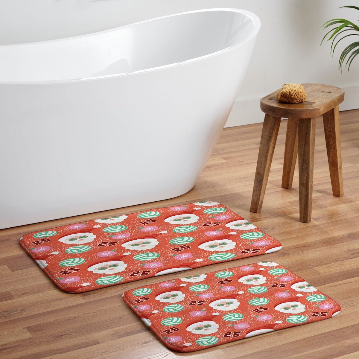 Design by Spark Sporty Volleyball Santa Memory Foam Bath Mat