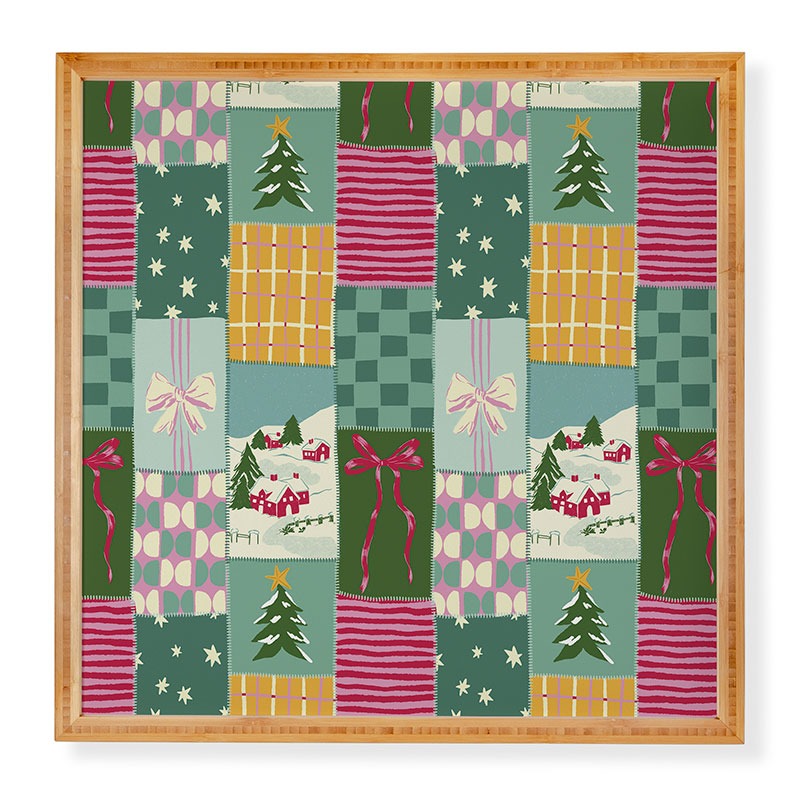 LouBruzzoni Cozy Christmas Patchwork Framed Wall Art