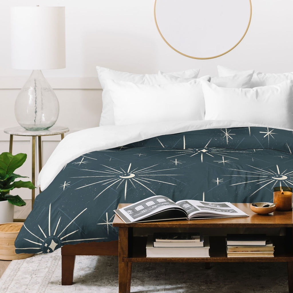 Little Om Pattern Little Moon navy Duvet Cover