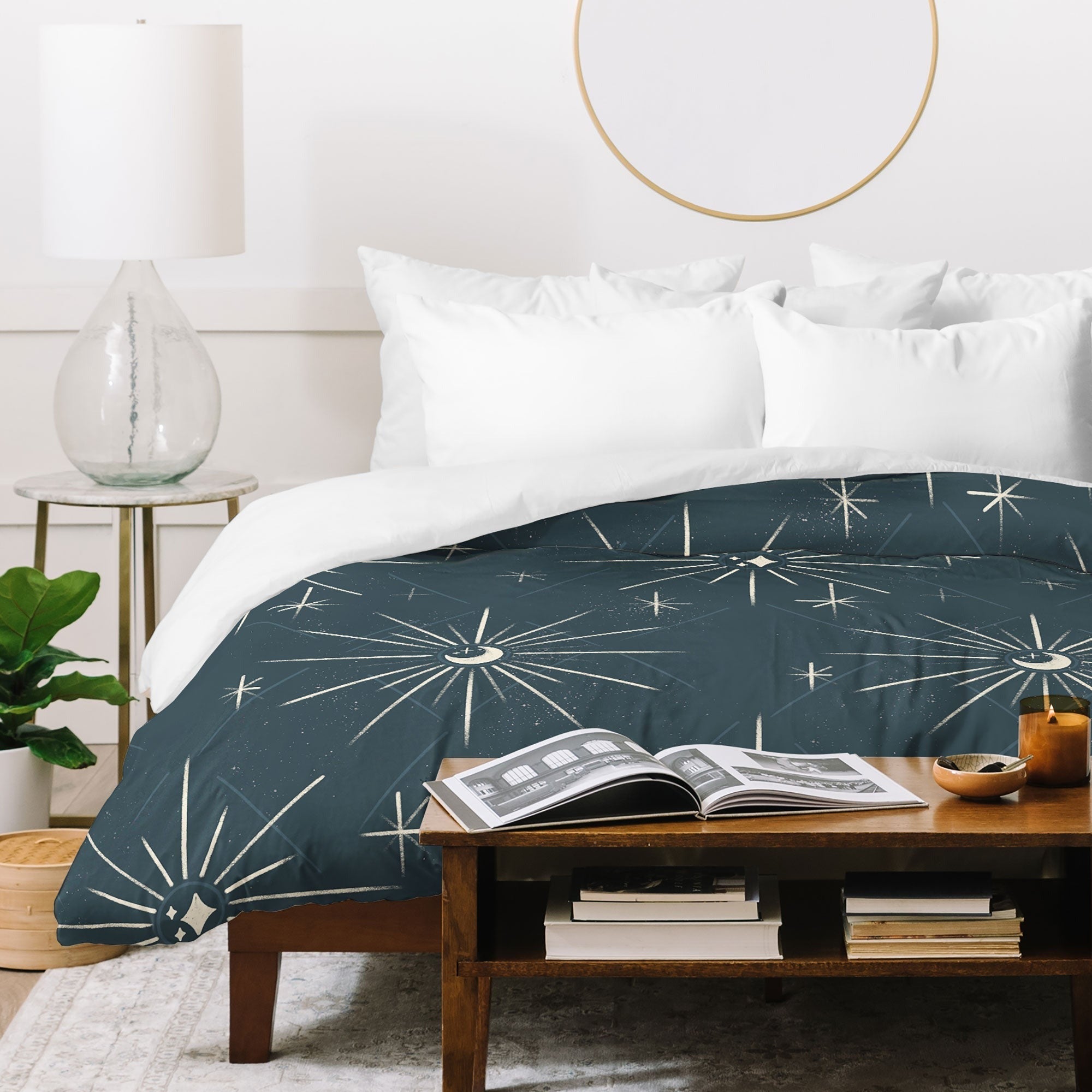 Little Om Pattern Little Moon navy Duvet Cover
