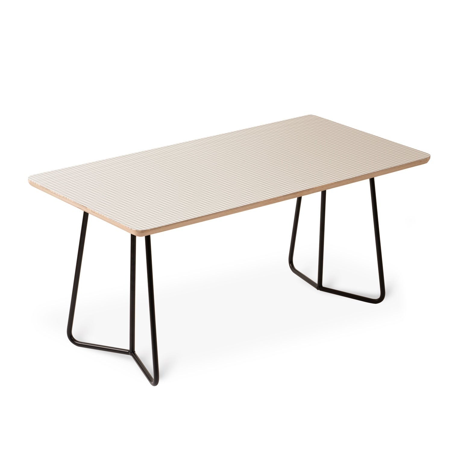 Colour Poems Gingham Plaid Pattern Cloud White Coffee Table