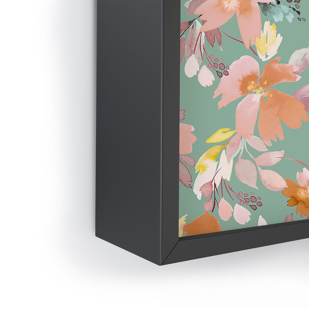 Ninola Design Botanic Retreat Floral Oleander Whimsical Teal Green Framed Mini Art Print