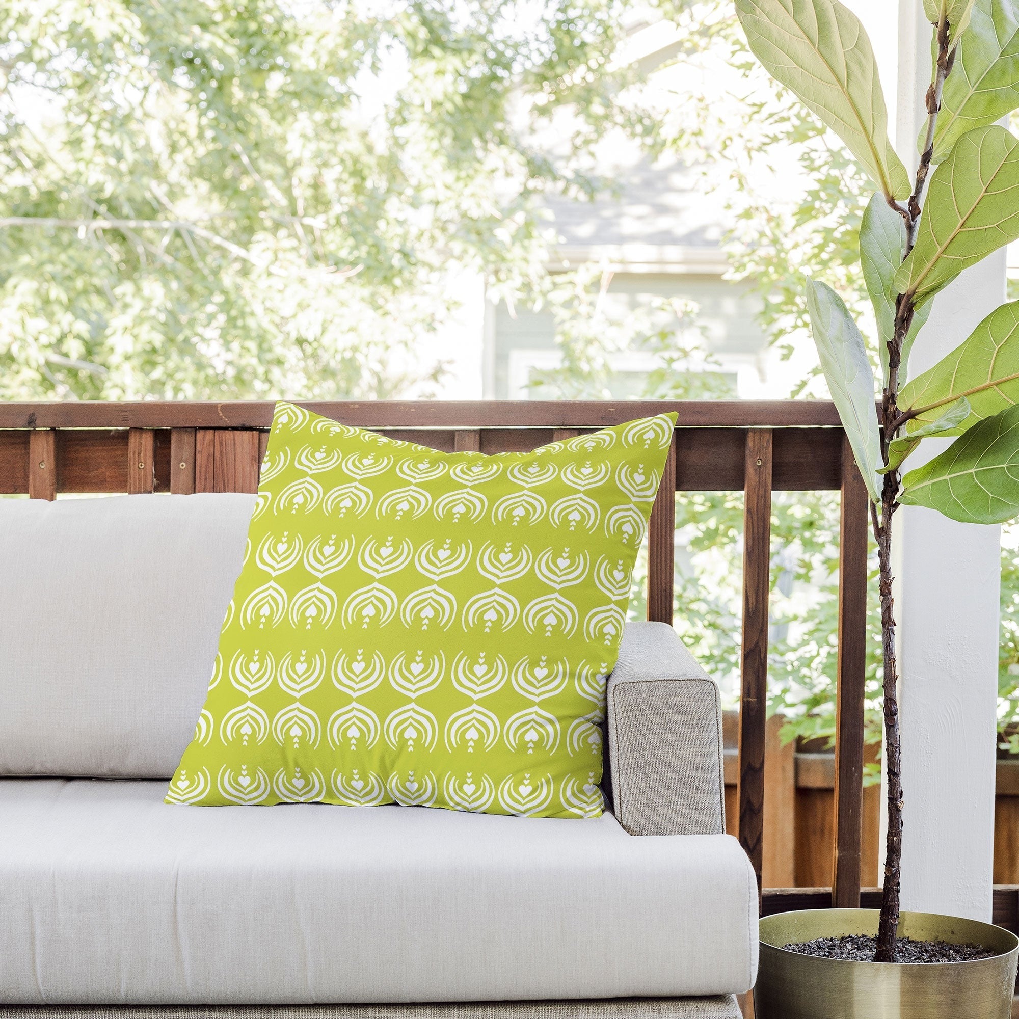 Design by Spark Matcha Latte Art Outdoor Throw Pillow