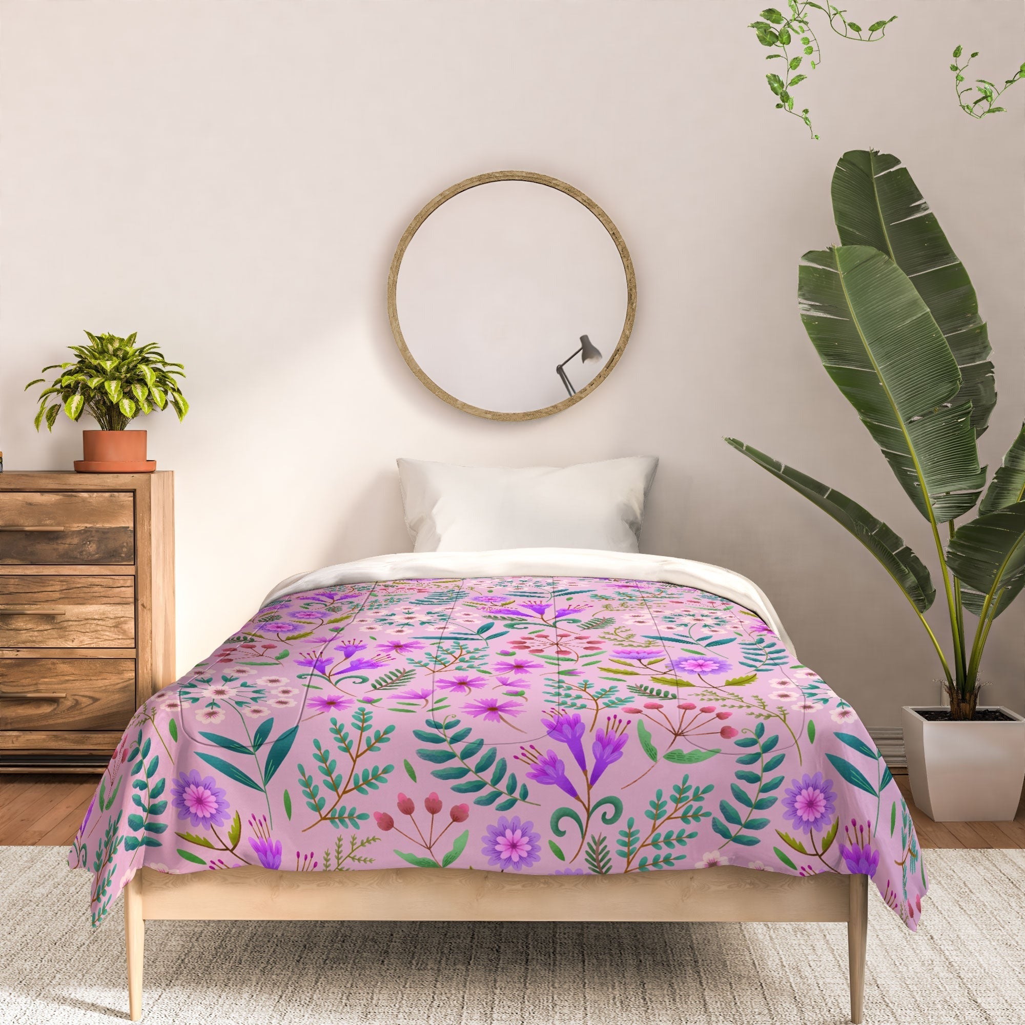 Pimlada Phuapradit Ditsy Purple Floral Half Drop Comforter