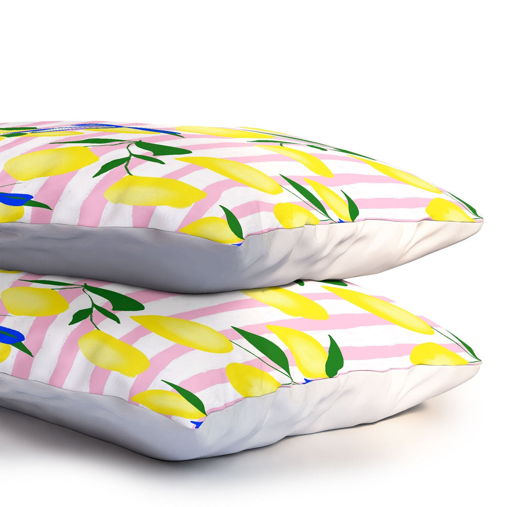 Design by Spark Zesty Lemons and Stripes Pillow Shams