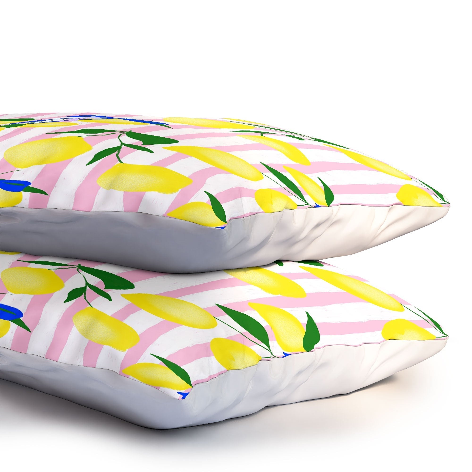 Design by Spark Zesty Lemons and Stripes Pillow Shams
