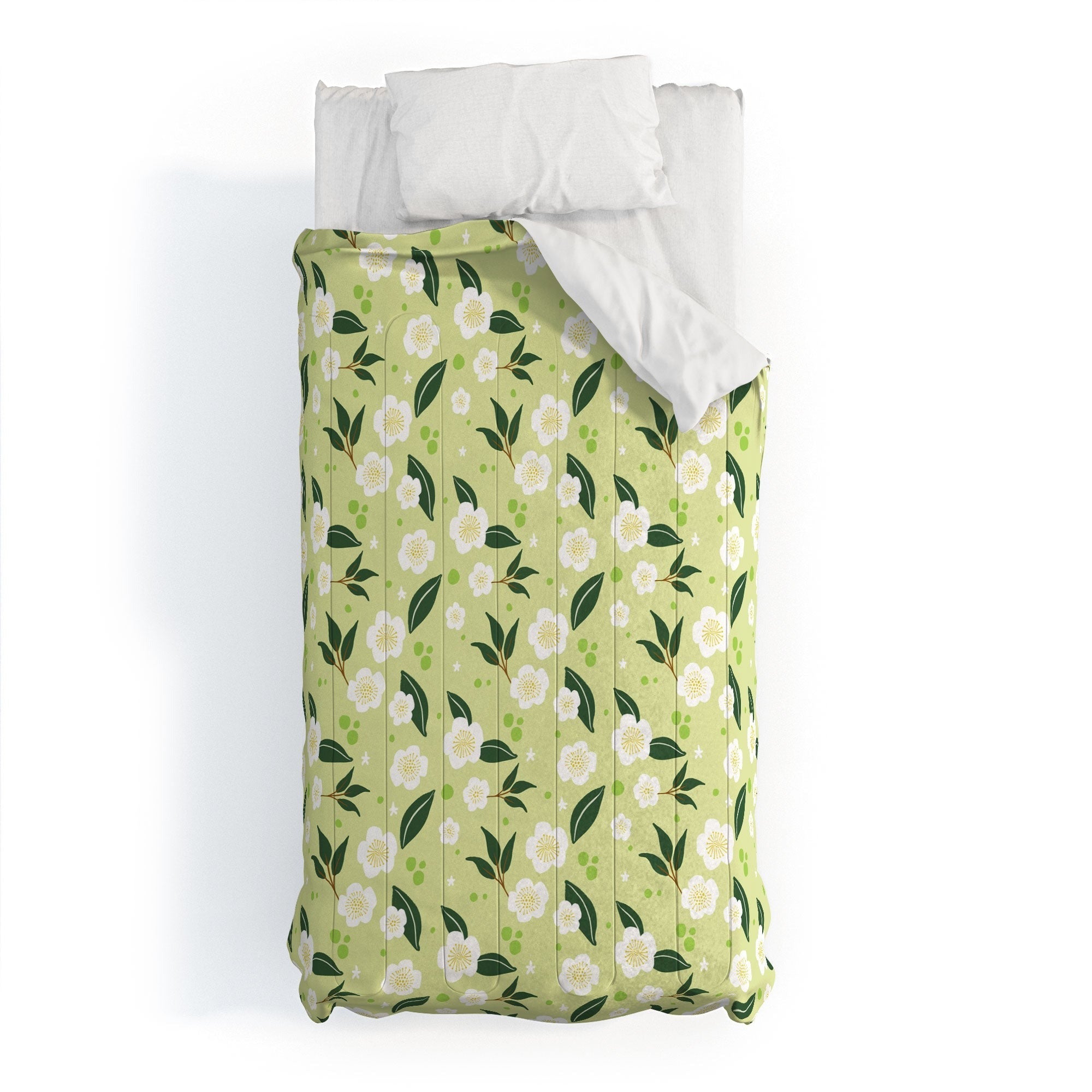 Design by Spark Matcha Tea Florals Comforter