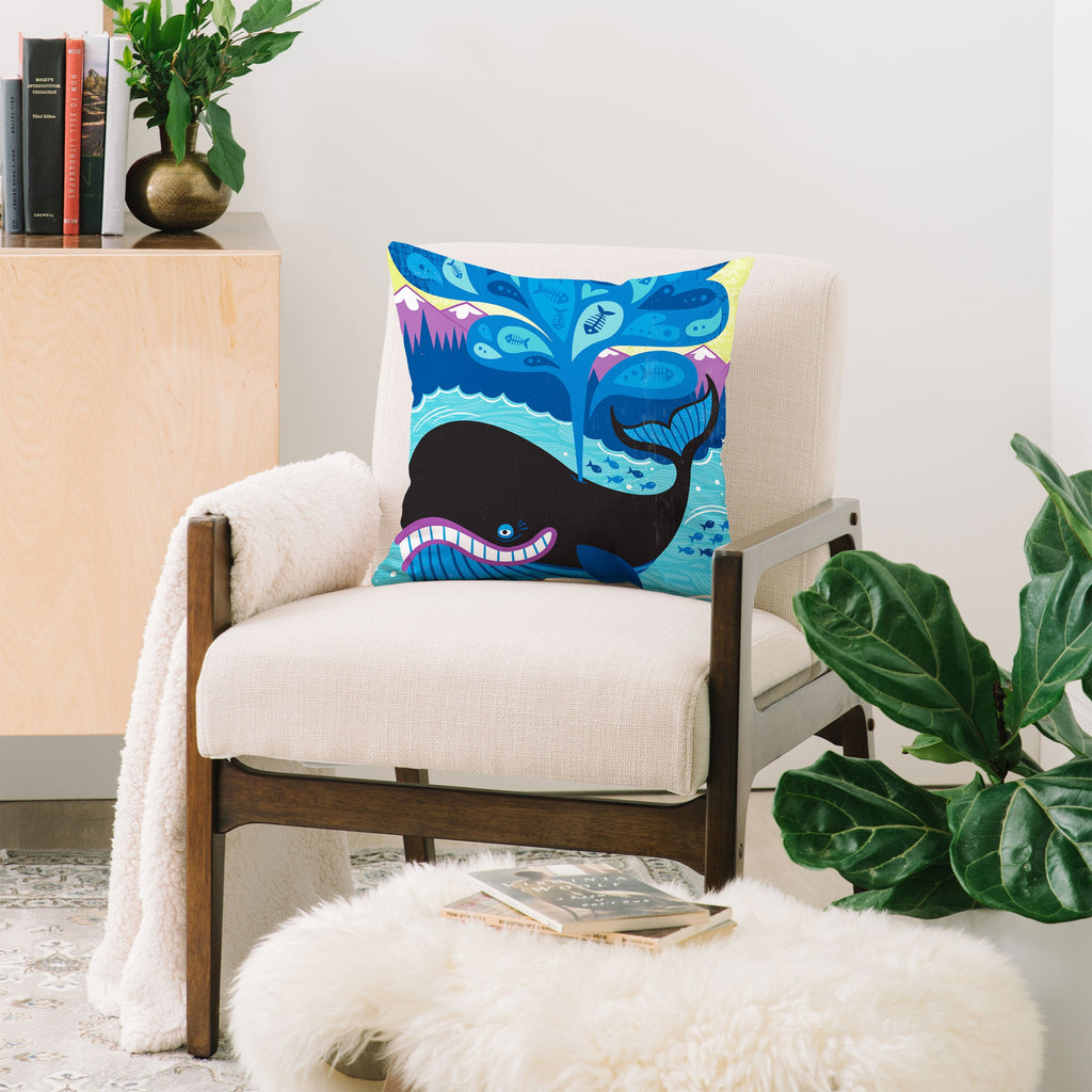 Lucie Rice Whale of a Tale Throw Pillow