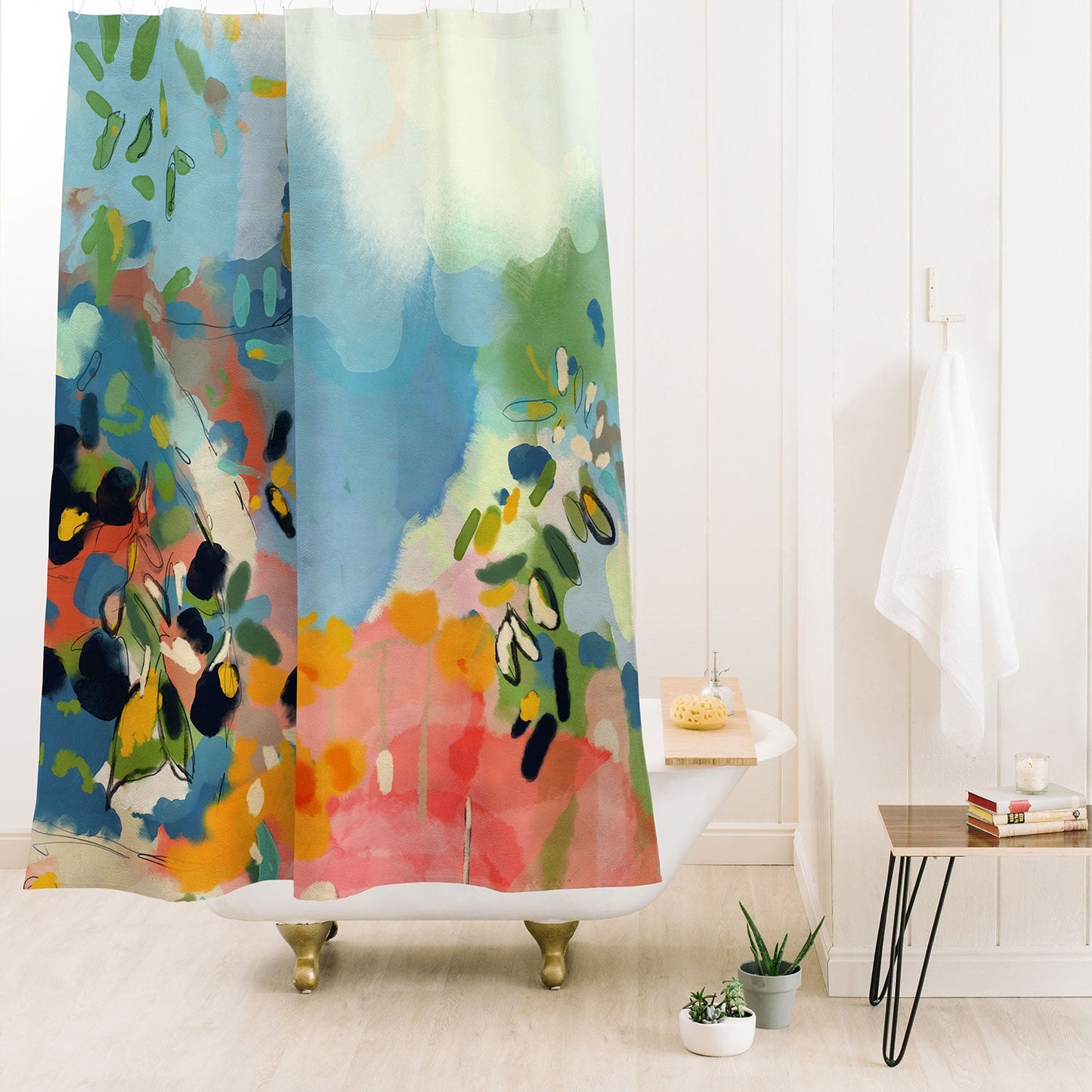 lunetricotee garden with sea view and olive tree Shower Curtain