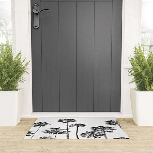 Gal Design Black And White Palms Welcome Mat