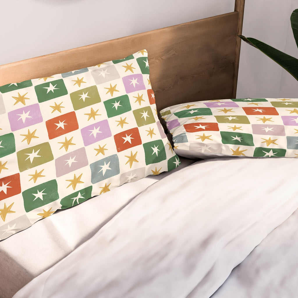 LouBruzzoni Retro Star Block Pattern Pillow Shams