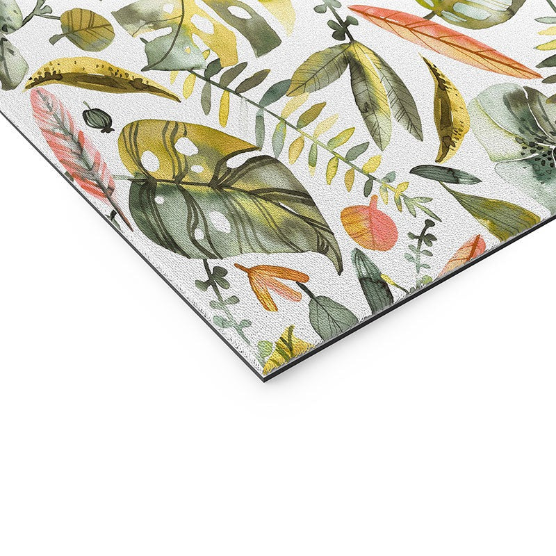 Ninola Design Botanic Retreat Tropical Jungle Leaves Botanical Green Orange Welcome Mat