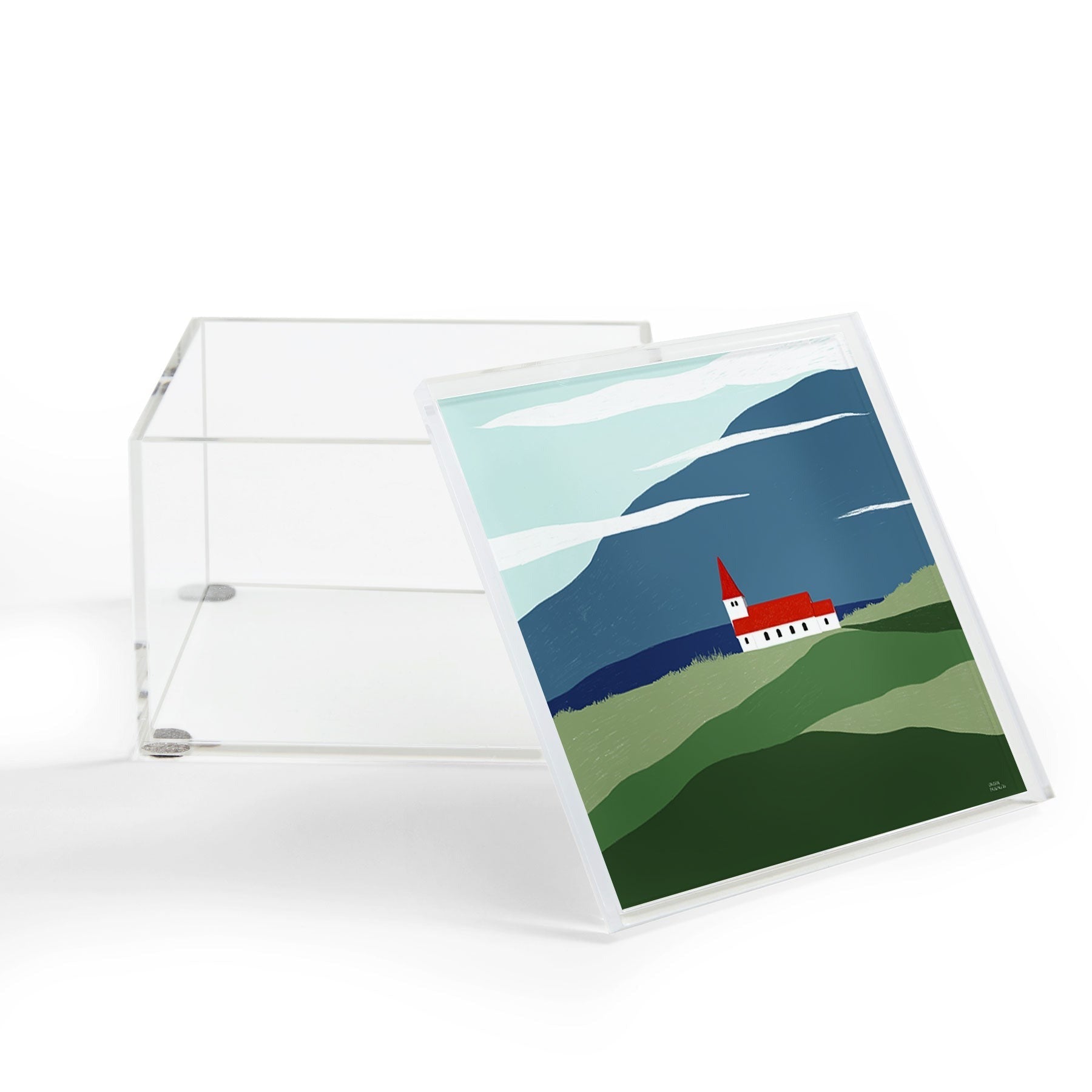 Valeria Frustaci Red roof in Iceland Acrylic Box