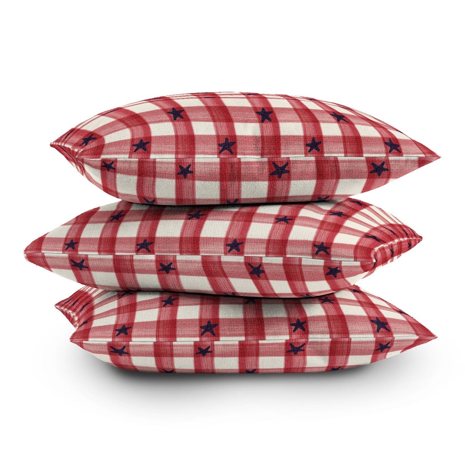 DENY Designs Red Gingham plus Stars Outdoor Throw Pillow