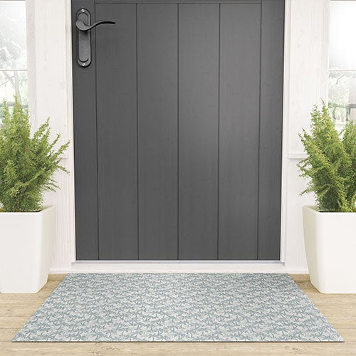 CoastL Studio Palm Forest Coastal Blue Welcome Mat