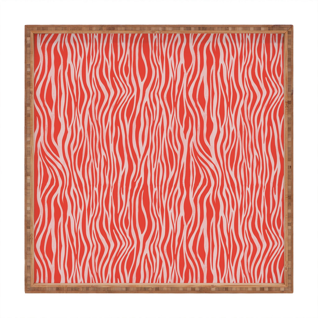 Avenie BR Red Zebra Stripe Square Tray