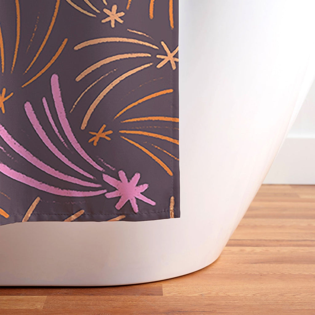 Little Om Pattern Shooting Stars plum Shower Curtain