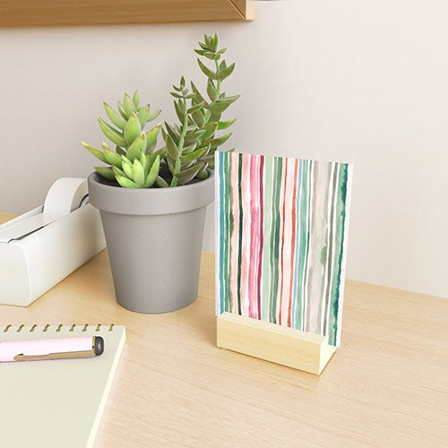Ninola Design Botanic Retreat Watercolor Stripes Green Orange Red Mini Art Print