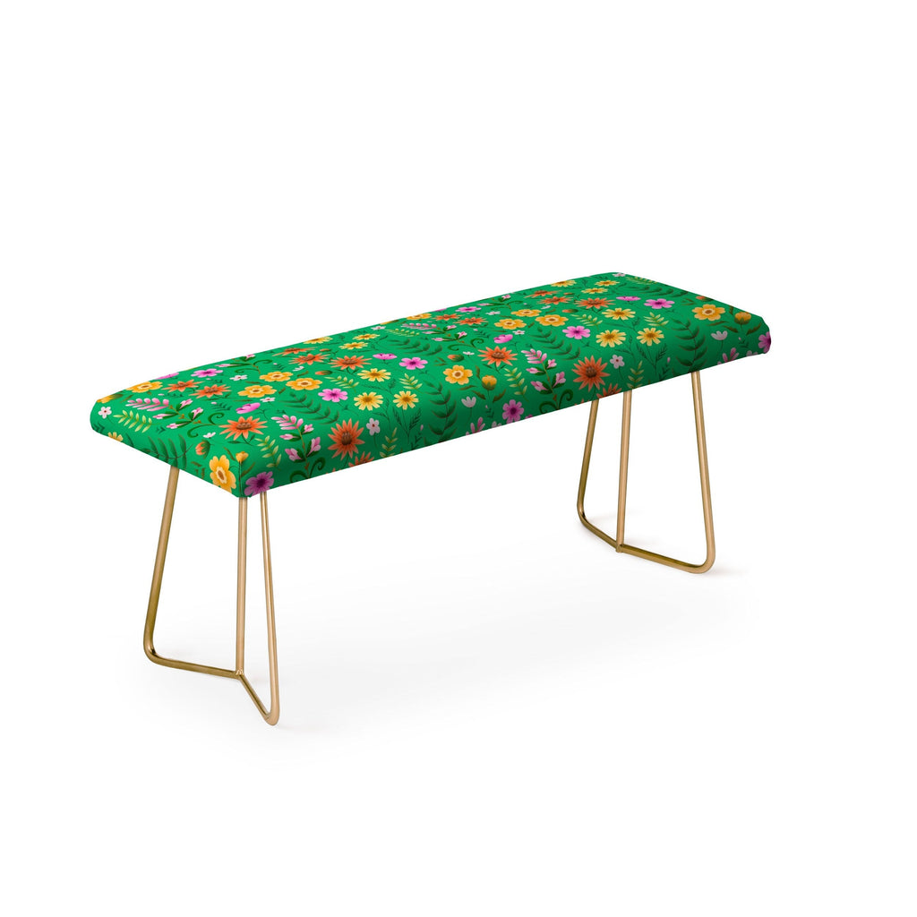 Pimlada Phuapradit Ditsy Spring Floral Green Bench