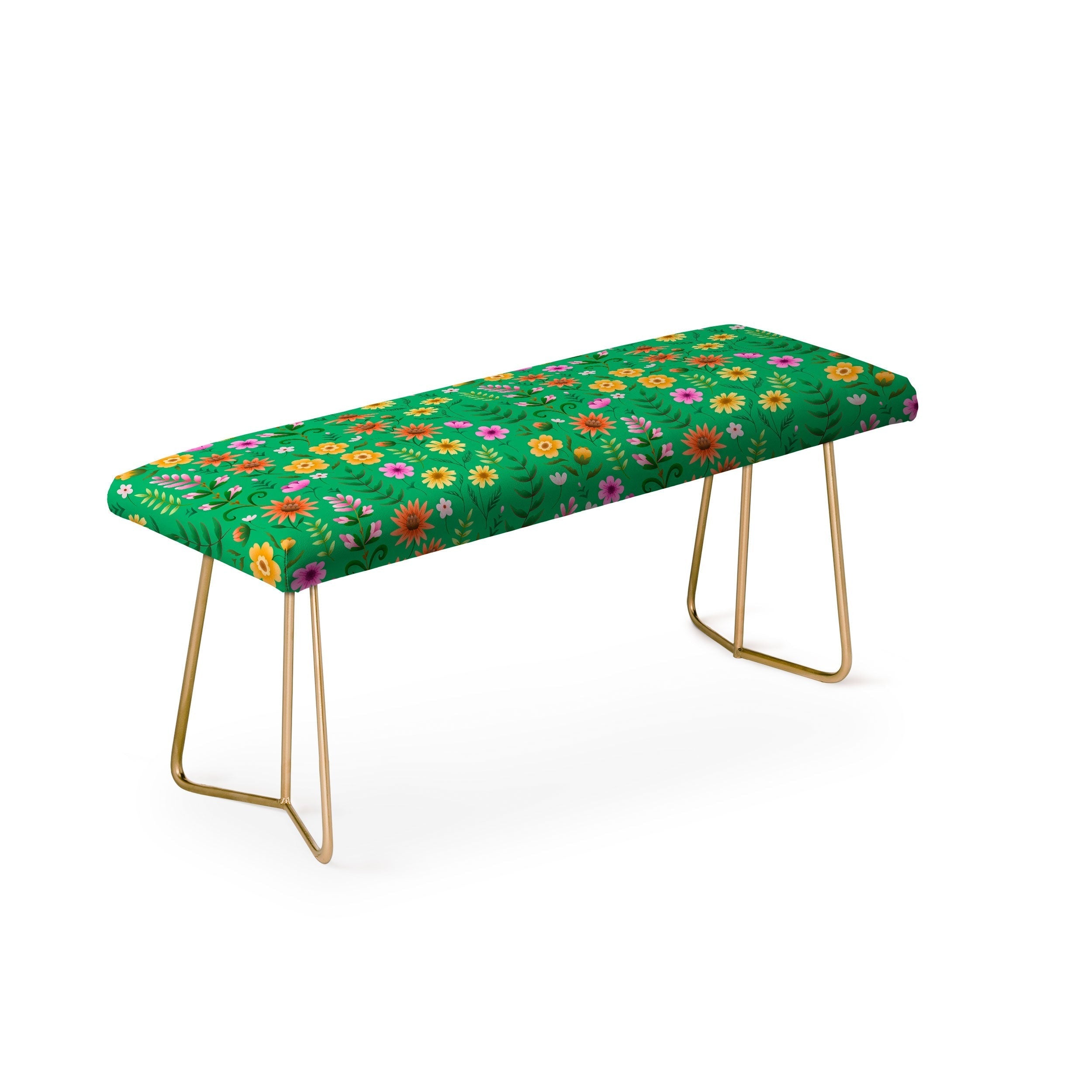 Pimlada Phuapradit Ditsy Spring Floral Green Bench
