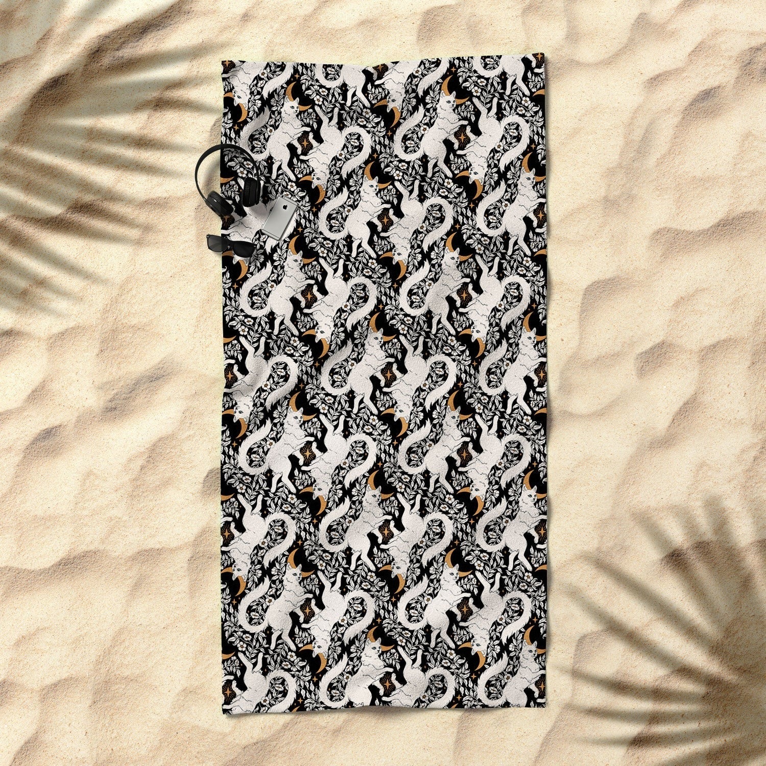 Avenie Celestial Cats Gold Beach Towel