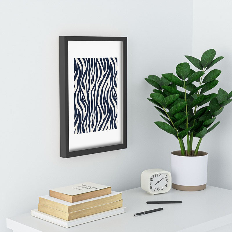 Avenie BR Navy Tiger Stripes Recessed Framing Rectangle