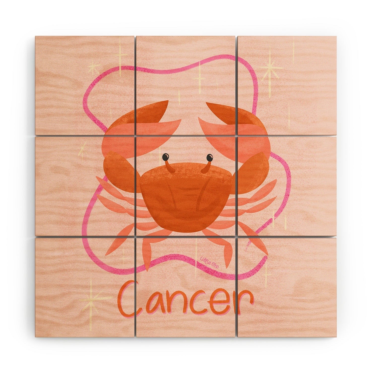 Little Om Zodiac Signs Cancer Wood Wall Mural