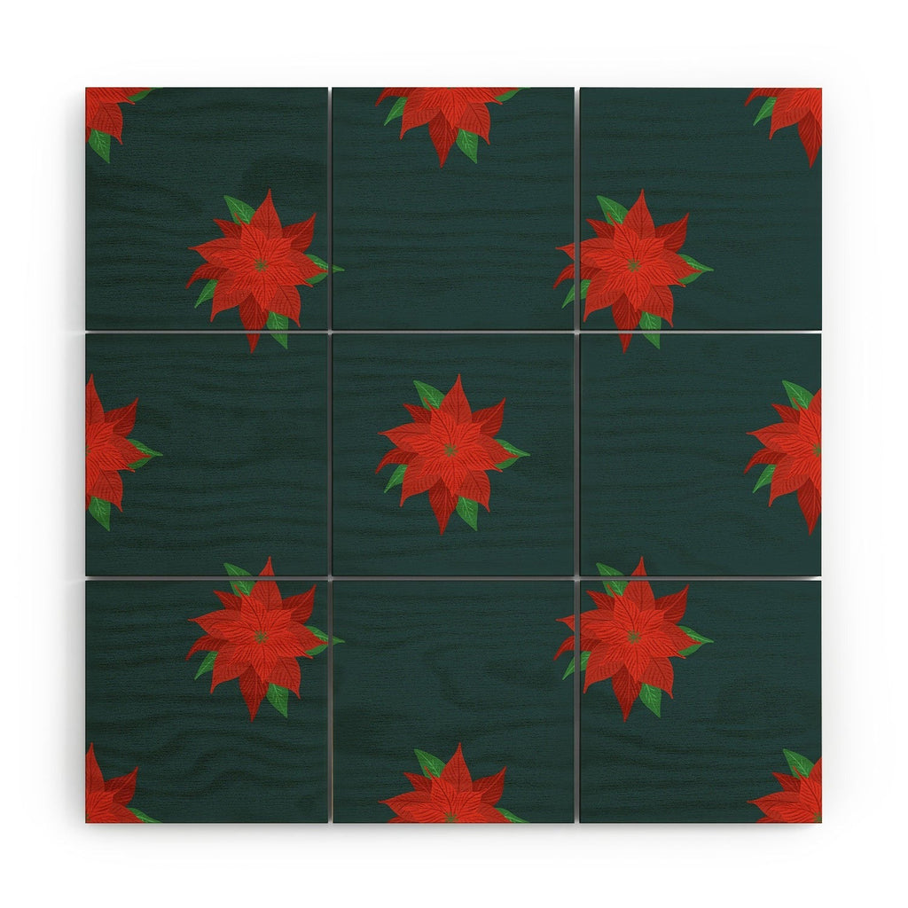Design by Spark Poinsettia Florals Wood Wall Mural