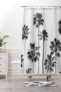 Gal Design Black And White Palms Shower Curtain And Mat