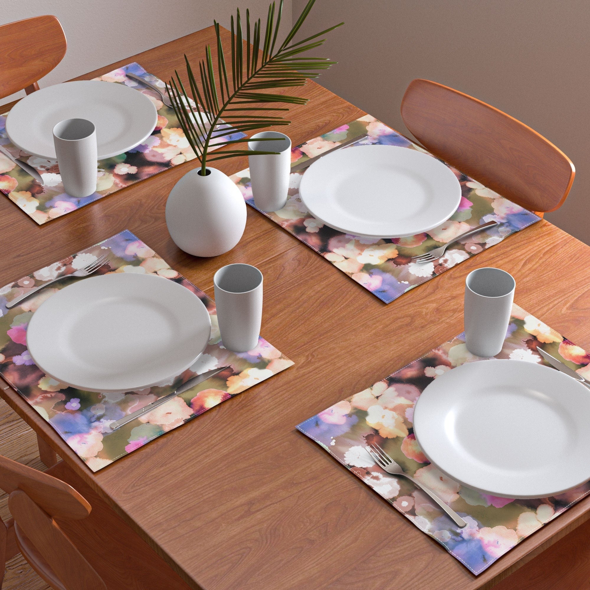 Ninola Design Botanic Retreat Ombre Abstract Watercolor Flowers Pink gold Placemat