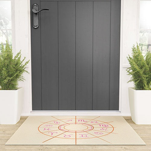 Little Om Zodiac Signs cream Welcome Mat