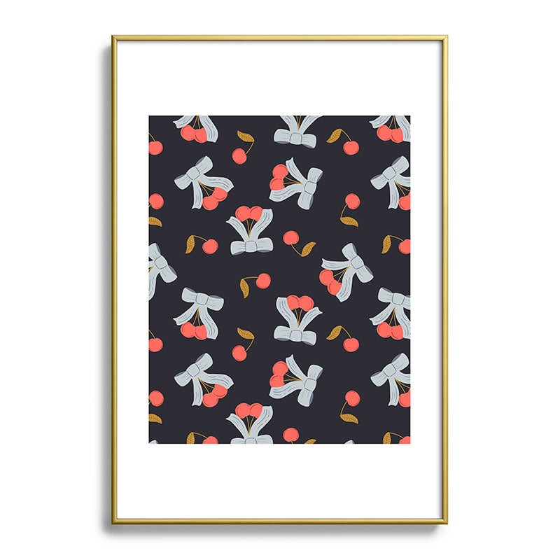Jennifer Labre Cherries and Bows Metal Framed Art Print