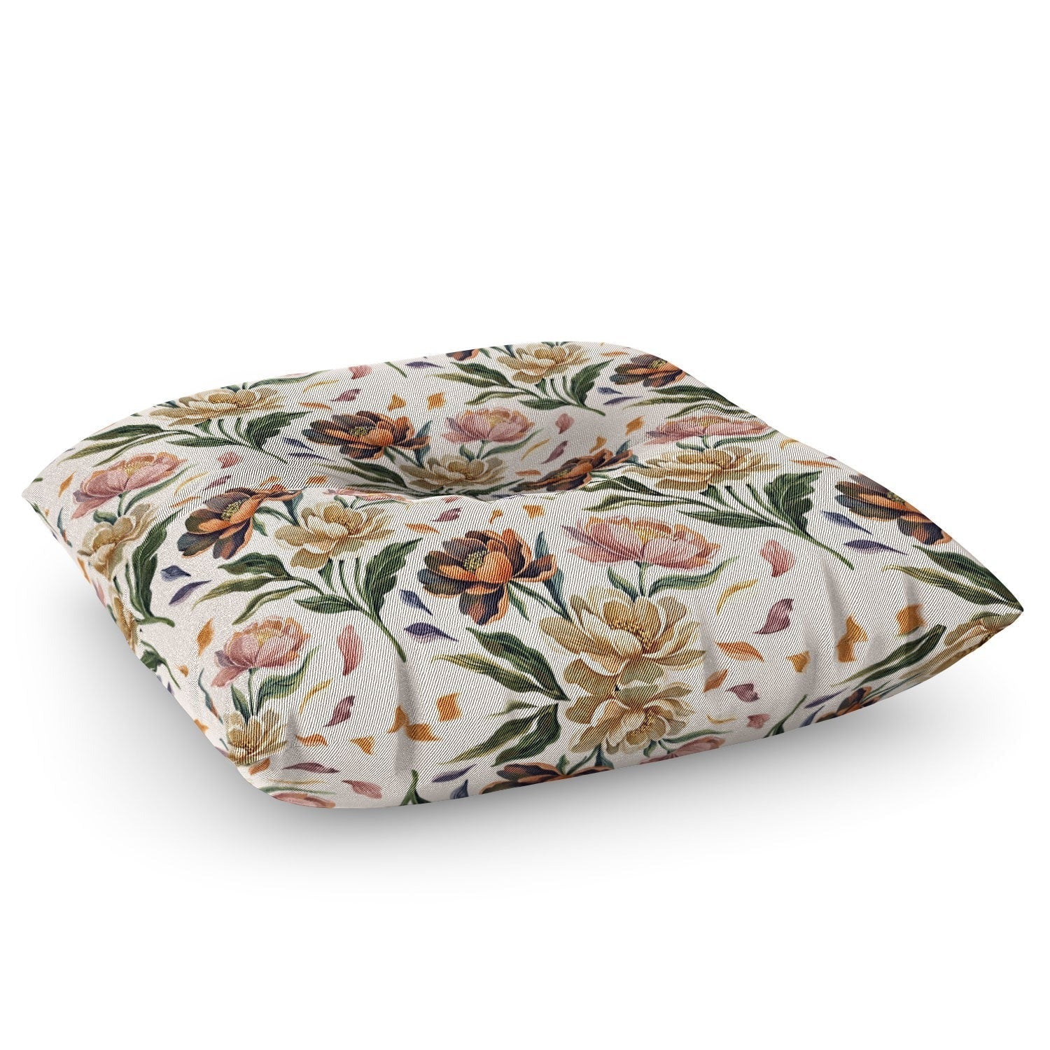 Marta Barragan Camarasa Hand Painted Peony Florals Floor Pillow Square