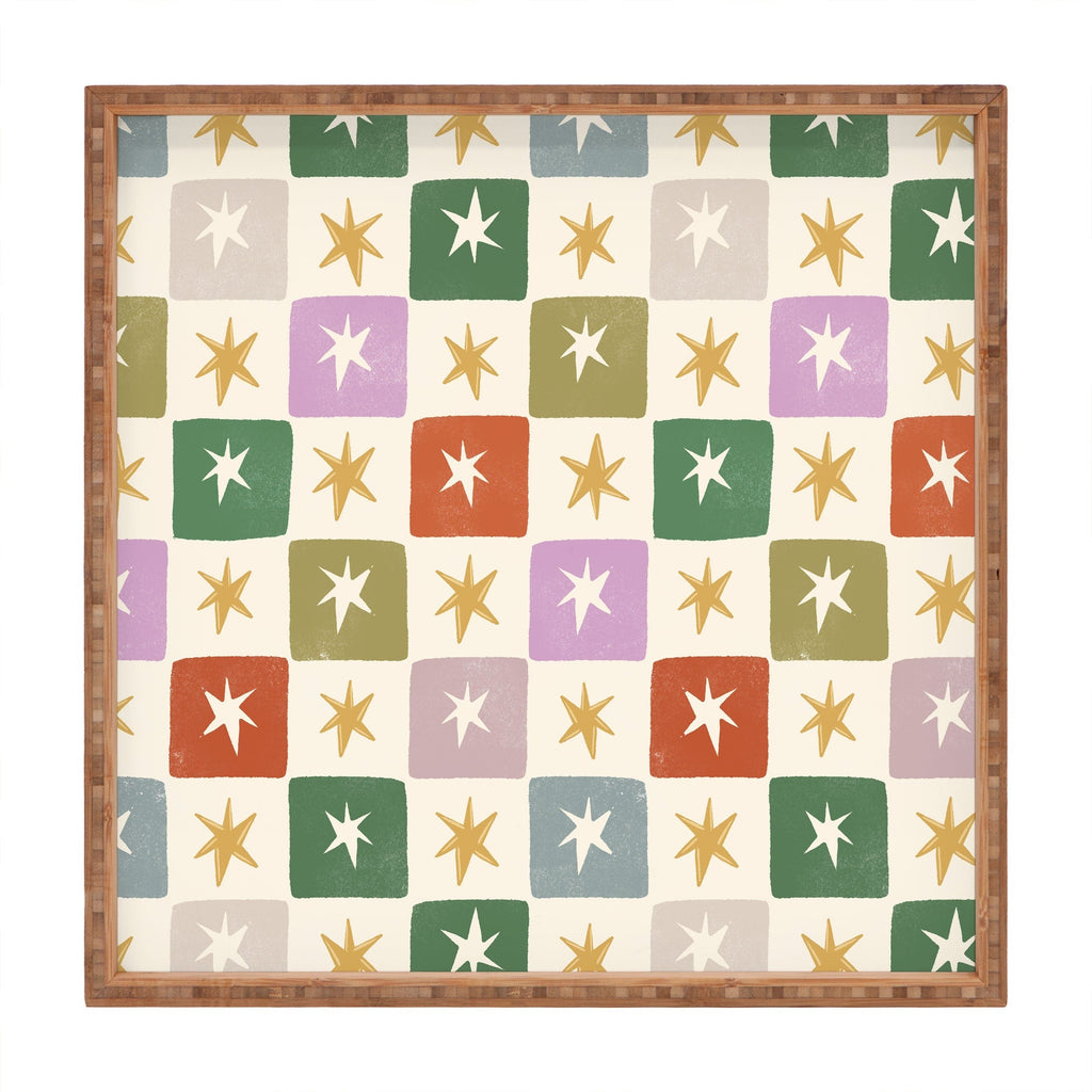 LouBruzzoni Retro Star Block Pattern Square Tray