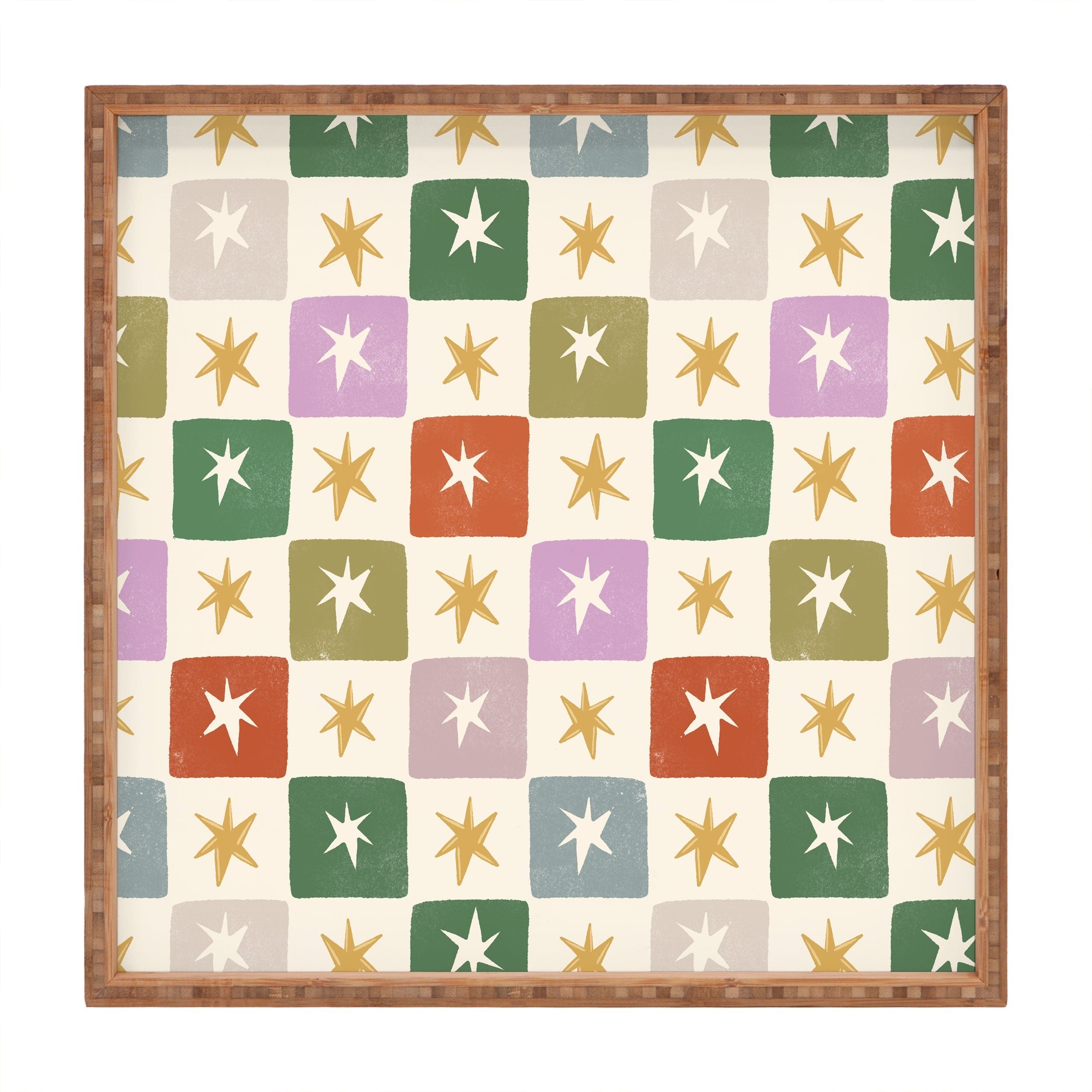 LouBruzzoni Retro Star Block Pattern Square Tray