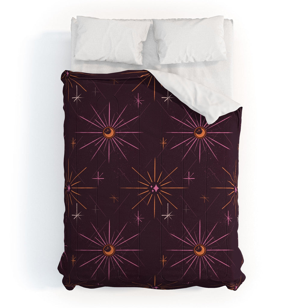 Little Om Pattern Little Moon plum Comforter