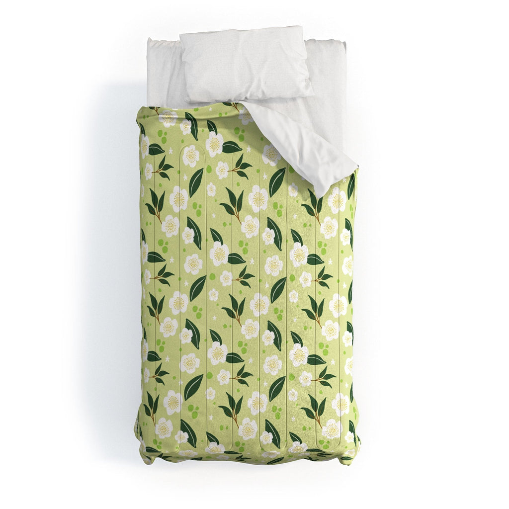 Design by Spark Matcha Tea Florals Comforter