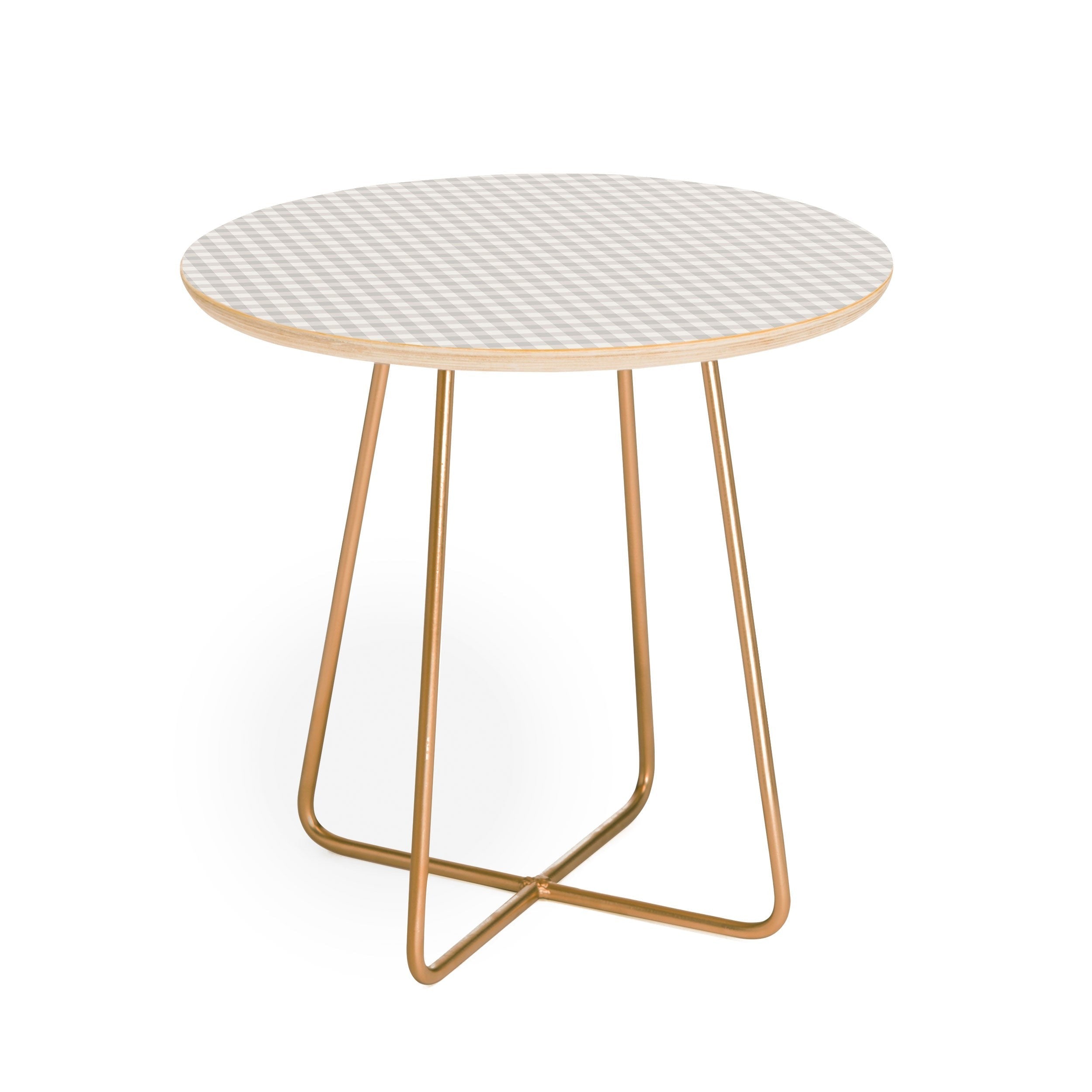 Colour Poems Gingham Plaid Pattern Cloud White Round Side Table