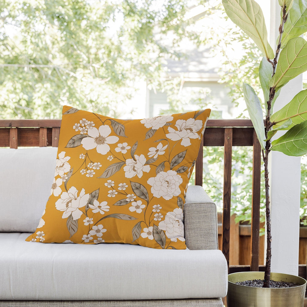 Gabriela Fuente Roberta Sunflower Outdoor Throw Pillow