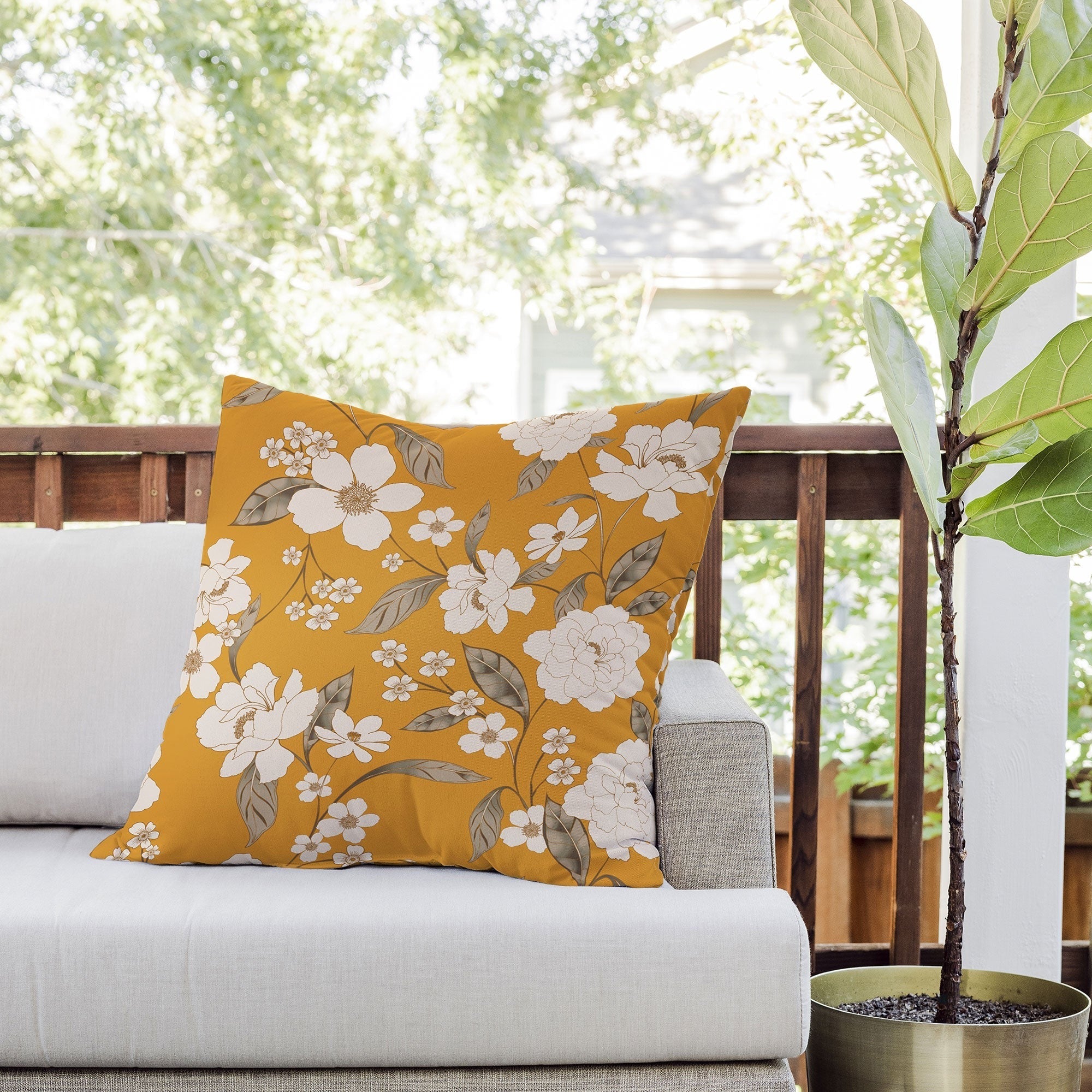 Gabriela Fuente Roberta Sunflower Outdoor Throw Pillow