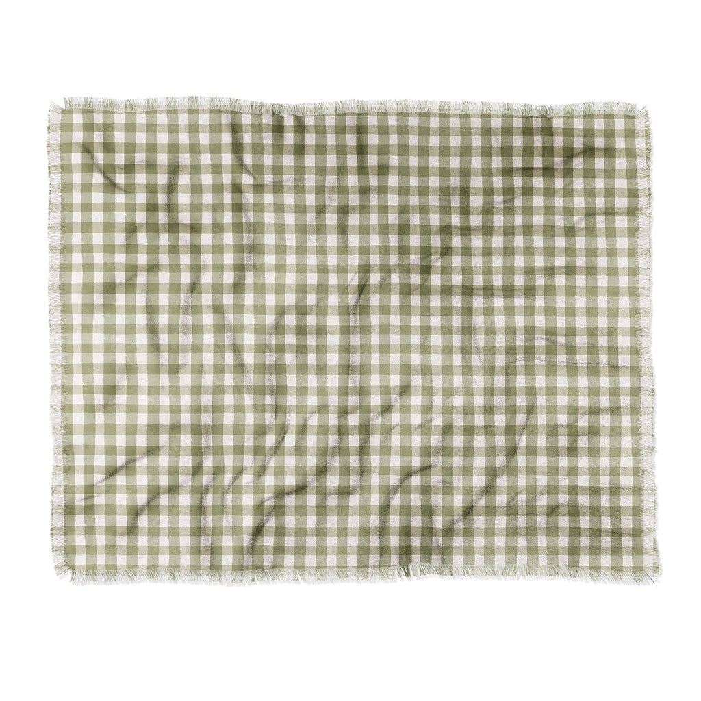 Menina Lisboa Rustic Green Plaid Throw Blanket