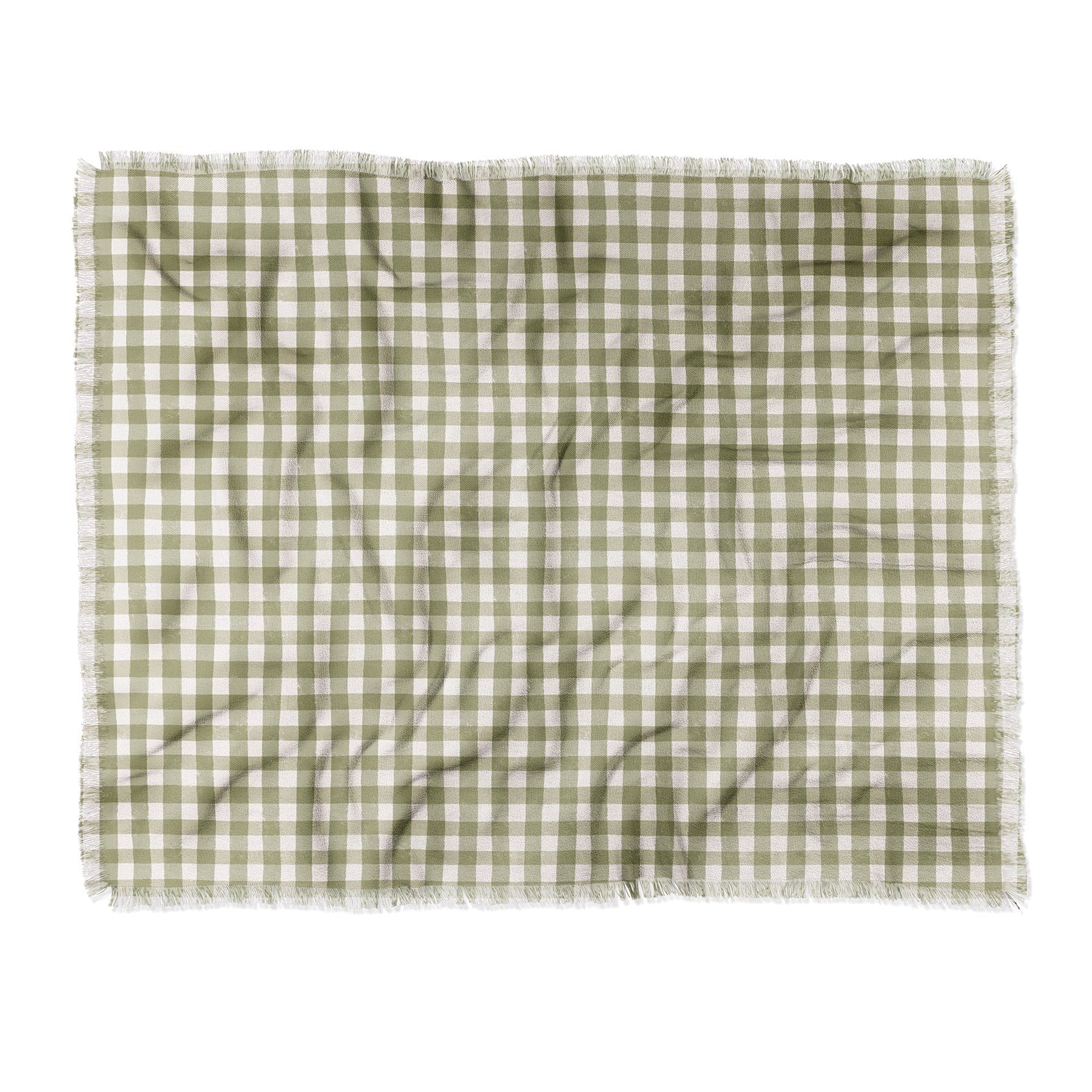 Menina Lisboa Rustic Green Plaid Throw Blanket