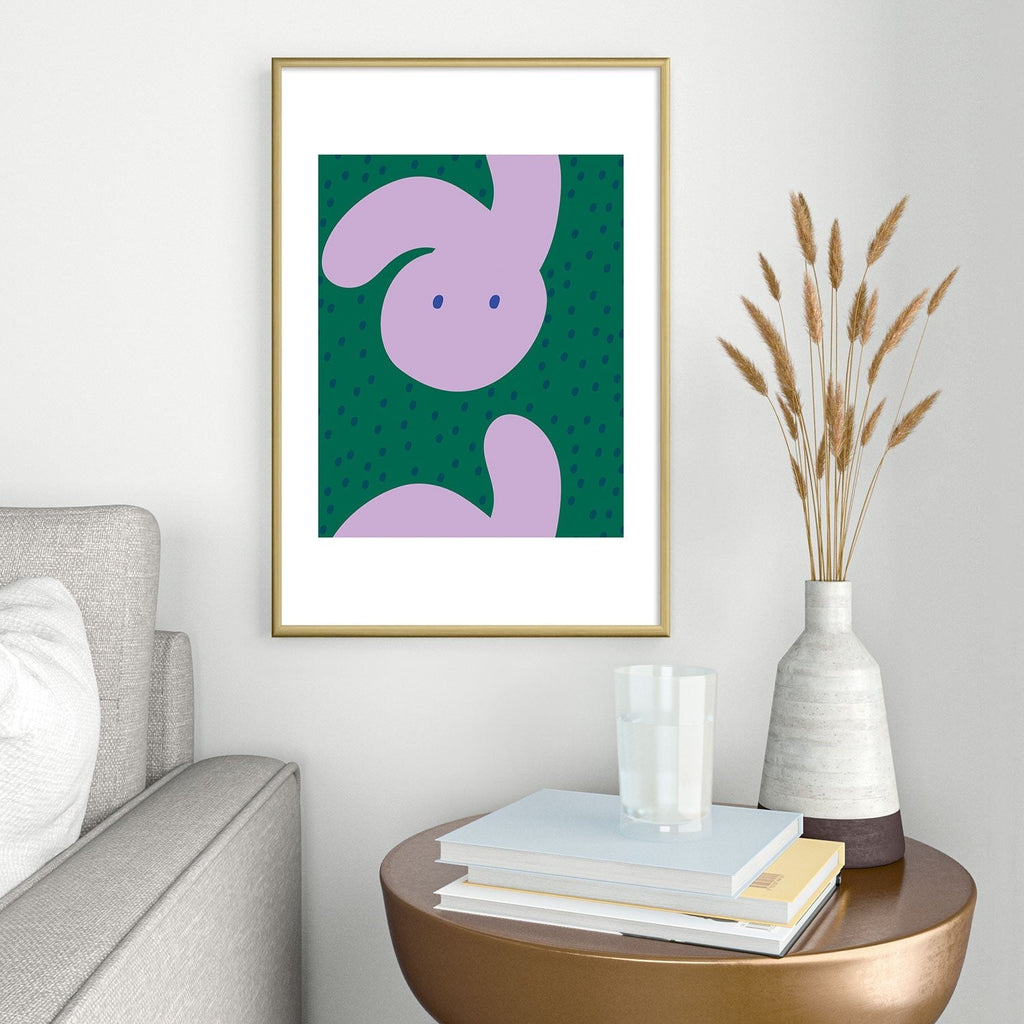 Camilla Foss Pebbles and Rabbit Metal Framed Art Print