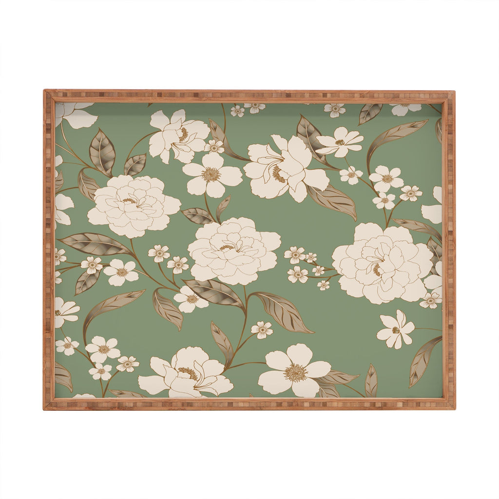 Gabriela Fuente Olive Floral Roberta Rectangular Tray