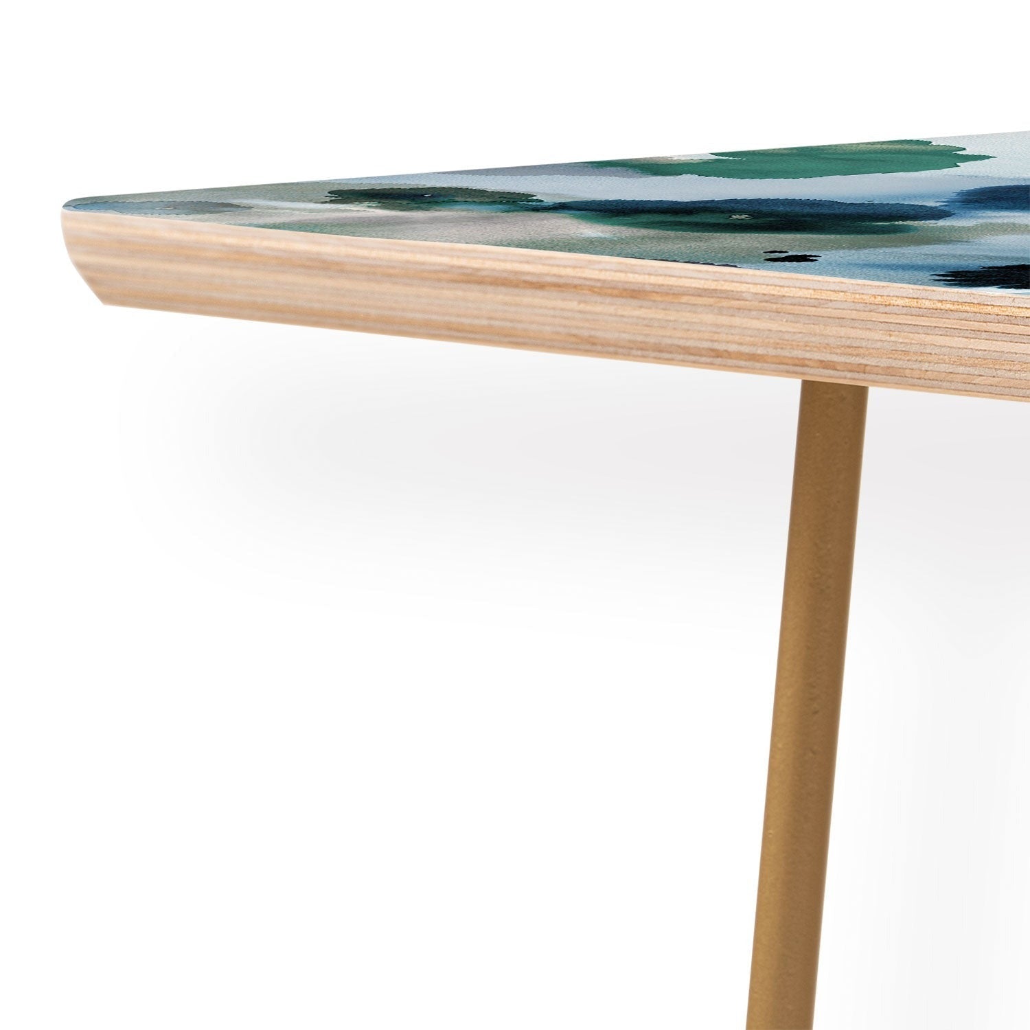 Ninola Design Botanic Retreat Ombre Abstract Watercolor Flowers Blue Navy Coffee Table