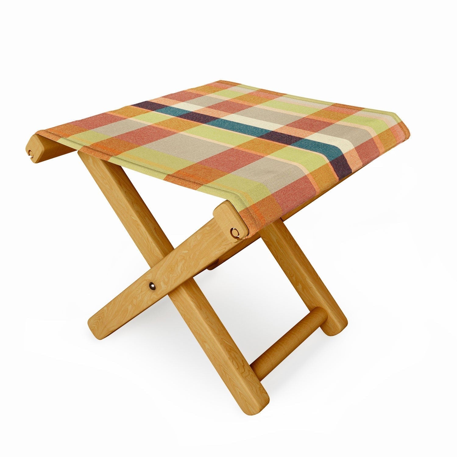 Marta Barragan Camarasa Retro Picnic Plaid Warm Tones Folding Stool