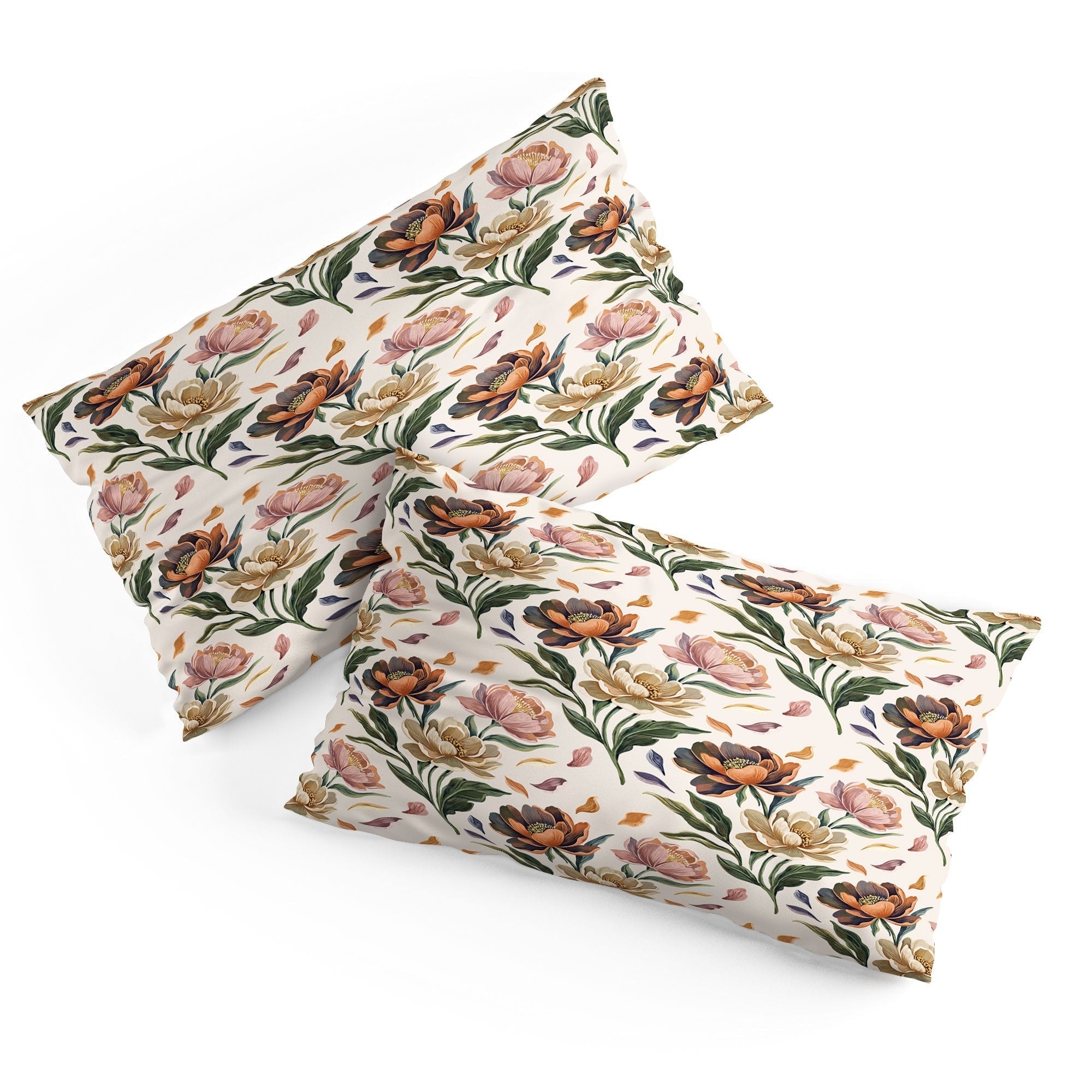 Marta Barragan Camarasa Hand Painted Peony Florals Pillow Shams