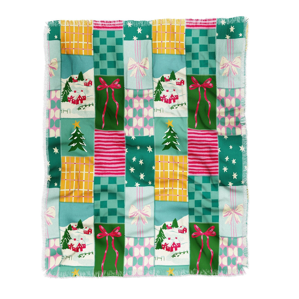 LouBruzzoni Cozy Christmas Patchwork Throw Blanket
